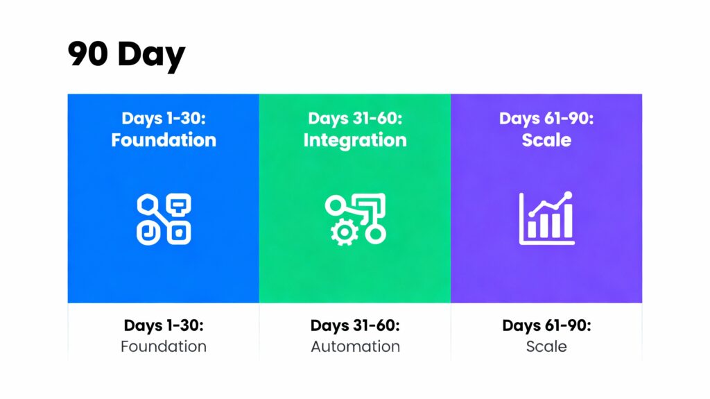 90 day ai marketing timeline infographic